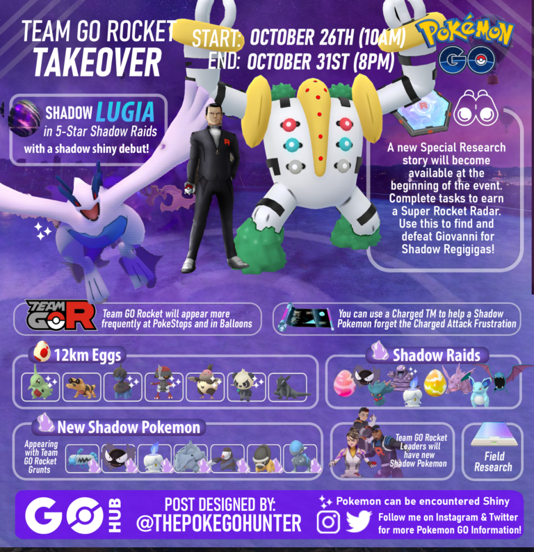 Team Go Rocket Takeover October Shiny Shadow Lugia And Shadow