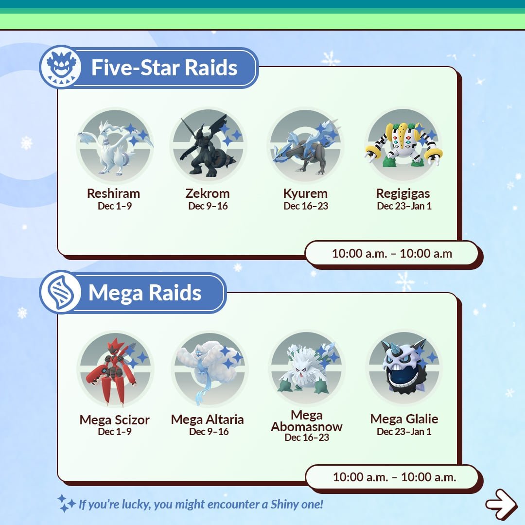 Pokemon Go current Raid bosses: December 2023 schedule for Mega