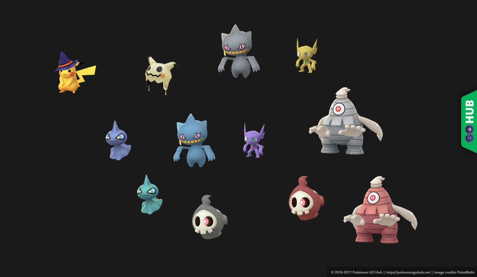 Gen Iii Ghosts With Shiny Variant Mimikyu Hat And Halloween