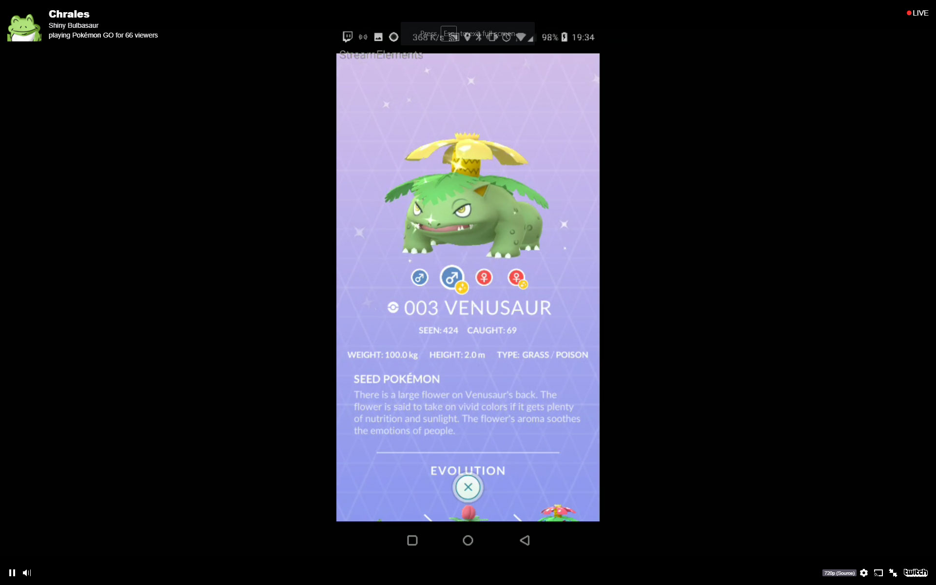 Shiny Bulbasaur - Pokemon Go