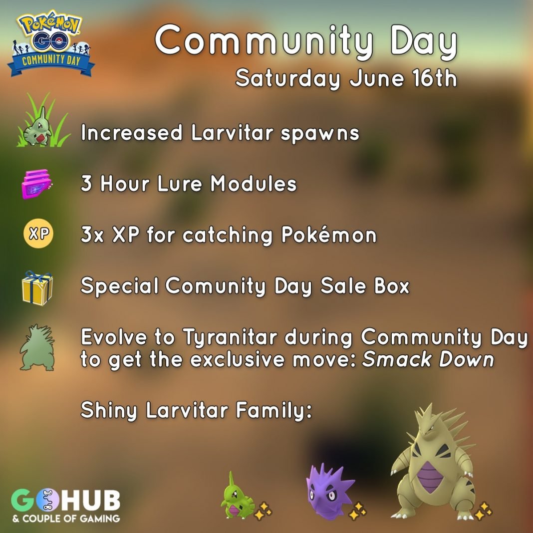 Larvitar June Community Day Guide Smack Down, catch rates and IV