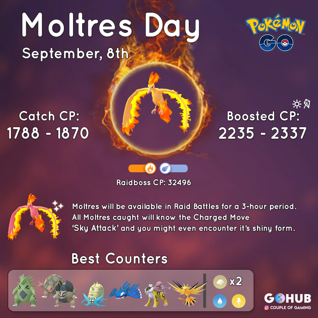 Pokemon GO Boosted Shiny Moltres! Registered or 30+ Days Ultra Friends