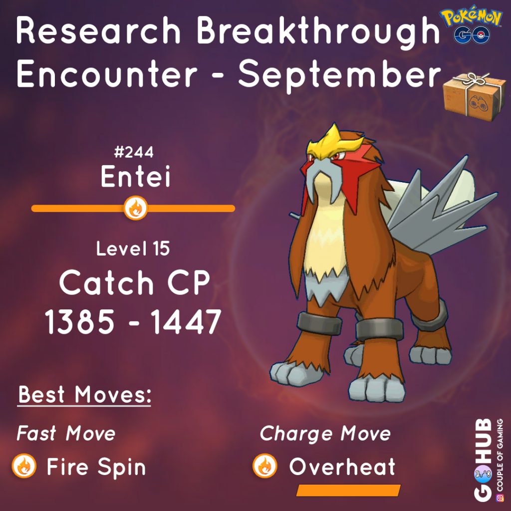 Entei quest reward, Entei Field Research Breakthrough September