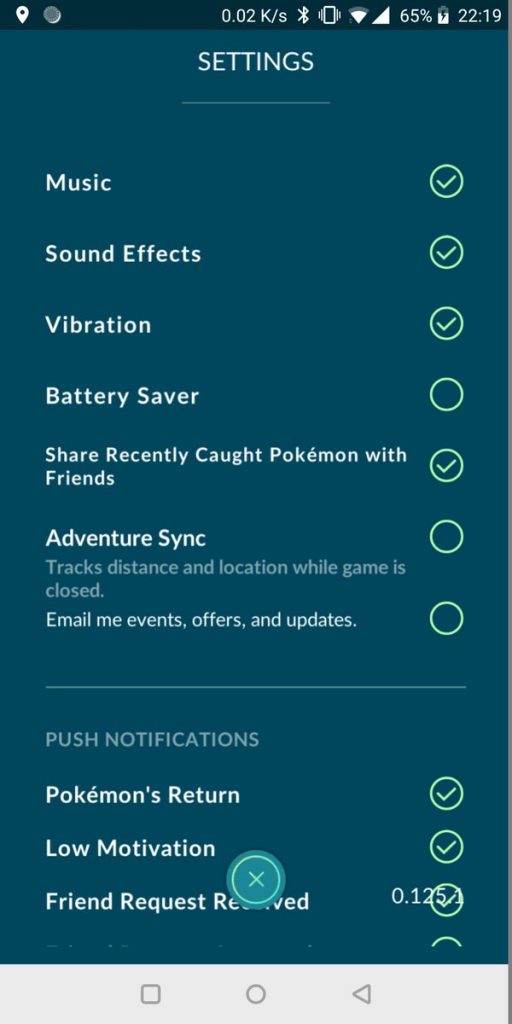 Adventure Sync setting