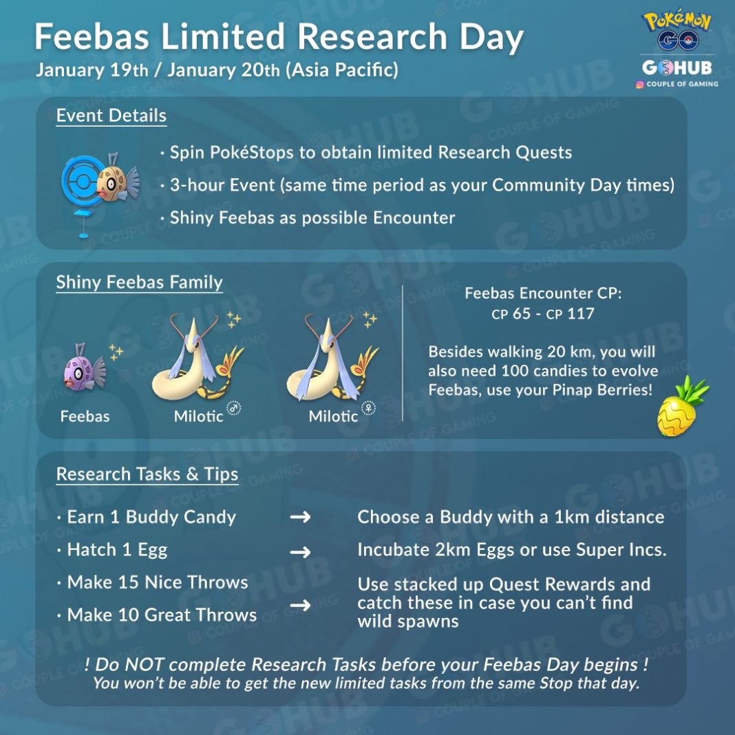 Feebas Limited Research Day announced shiny Feebas is coming