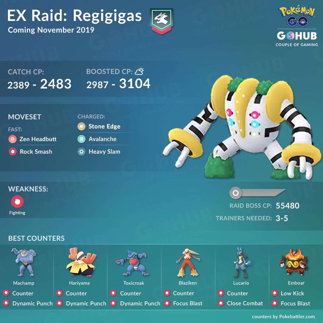 Pokémon Go Regigigas !WEATHER BOOSTED!Unregistered OK~reliable  service~LVL25/20