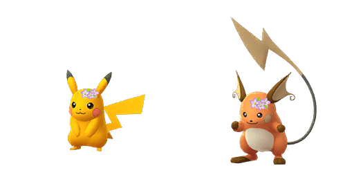 Shiny floral crown Pikachu and Raichu