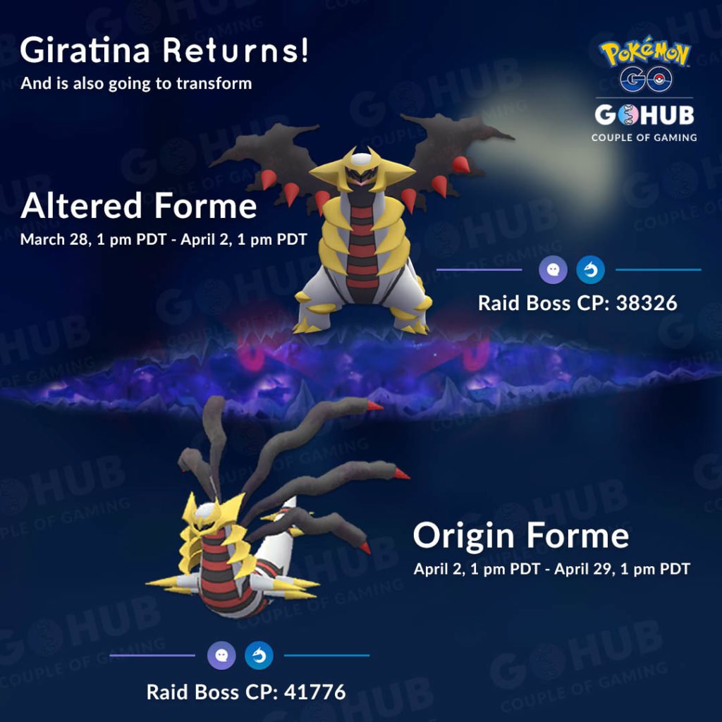 Giratina Returns! Origin and Altered formes are coming to raids