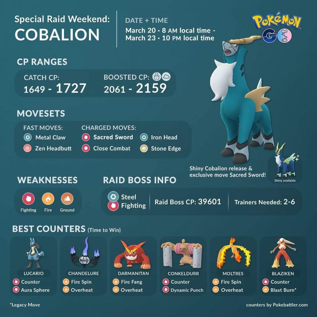 Cobalion Raid Counters Guide | Pokemon GO Hub