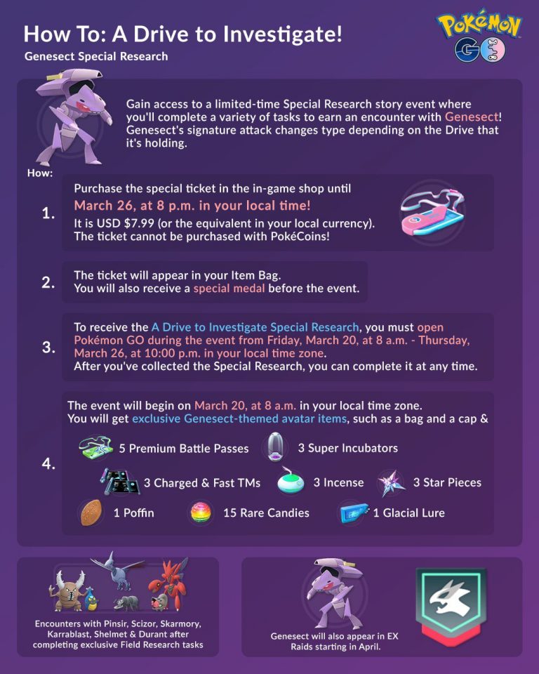 A Drive to Investigate (Genesect Special Research) Guide Pokémon GO Hub