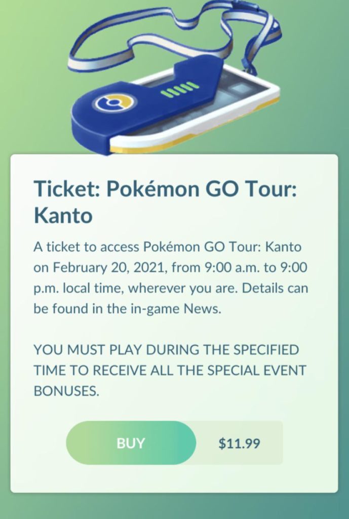 GO Tour Kanto ticket