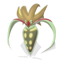 A tall, squid-like Pokémon with an inverted body, dark blue skin, and bioluminescent yellow patterns. It has large, hypnotic eyes, long tentacles, and an imposing, sinister appearance.