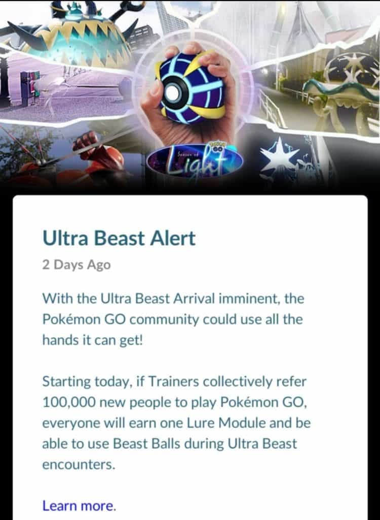 Pokémon GO - With #UltraBeastArrival imminent, the Pokémon GO community  could use all the hands it can get! So, starting today, if Trainers  collectively refer 100,000 new people to play Pokémon GO