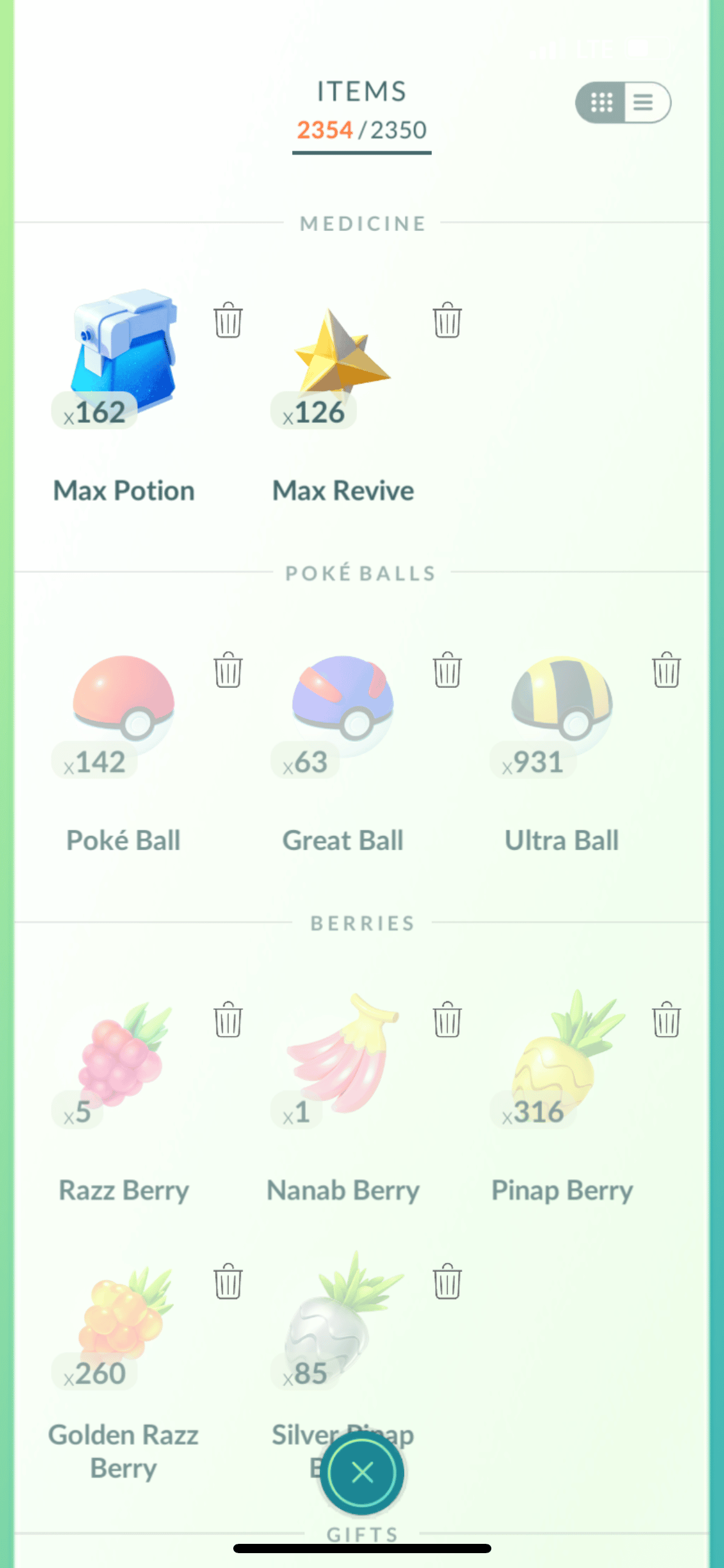 Pokémon GO updates item inventory UI and increases storage space