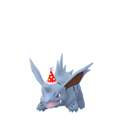 shiny party hat nidorino sprite in pokemon go