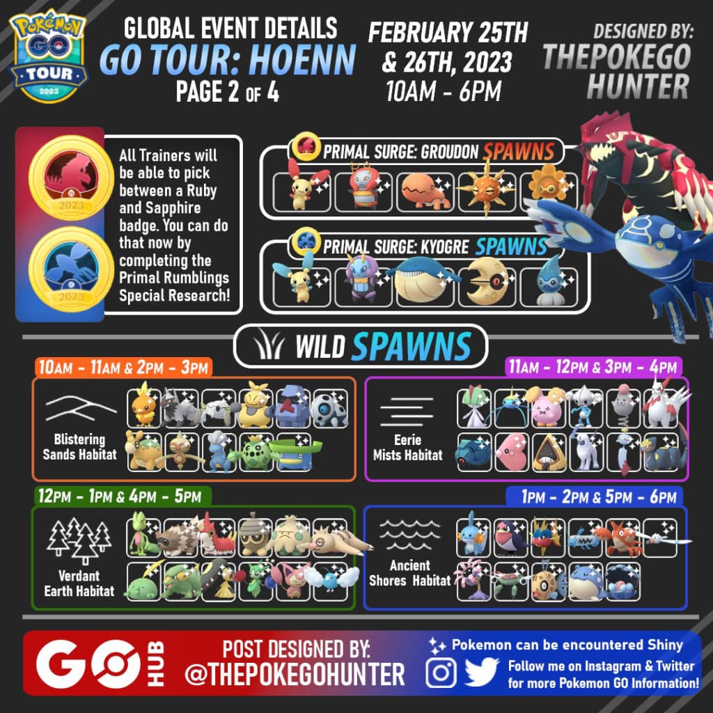 Pokémon GO Tour: Hoenn – Global Raid Bosses - On Saturday, February 25, 2023,  and Sunday, February 26, 2023, from 10:00 a.m. to 6:00 p.m. local time. :  r/TheSilphRoad