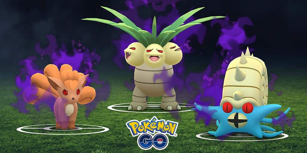 From left to right - shadow Vulpix, shadow Exeggutor and shadow Omanstar