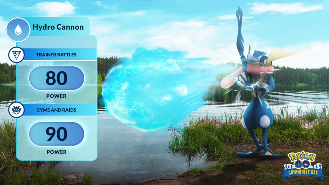 Evolve Frogadier during #PokemonGOCommunityDay to get a Greninja that knows the Charged Attack Hydro Cannon.