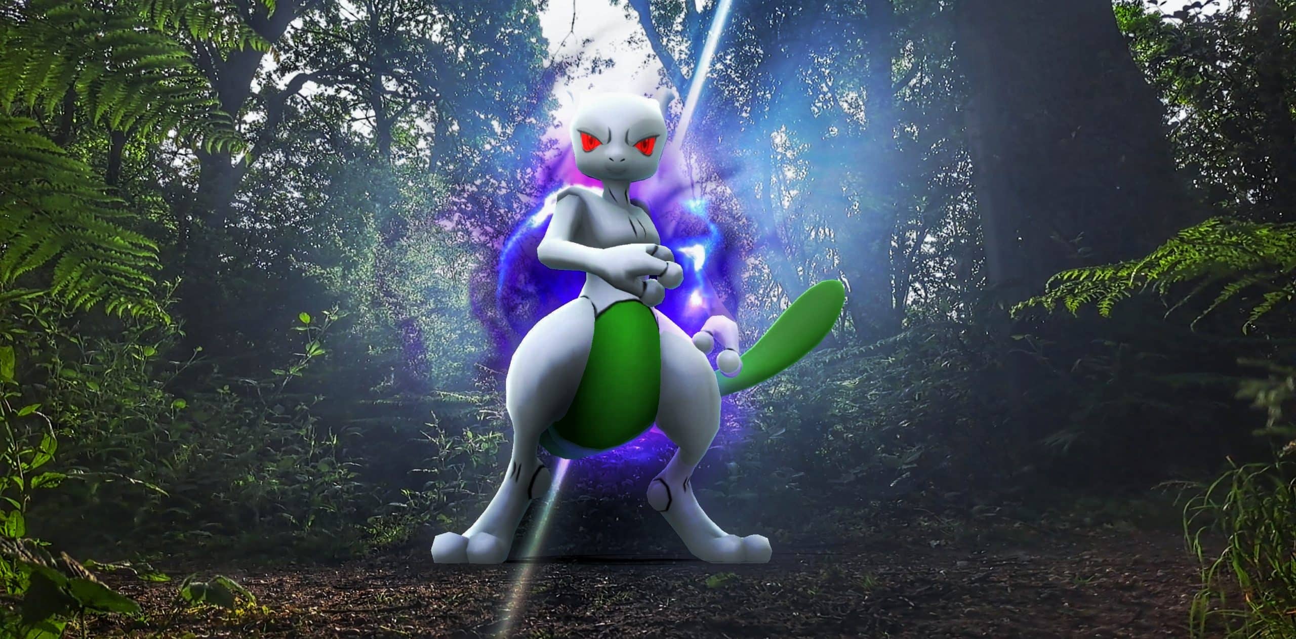 Shiny Mewtwo with northern lights environment : r/pokemongo