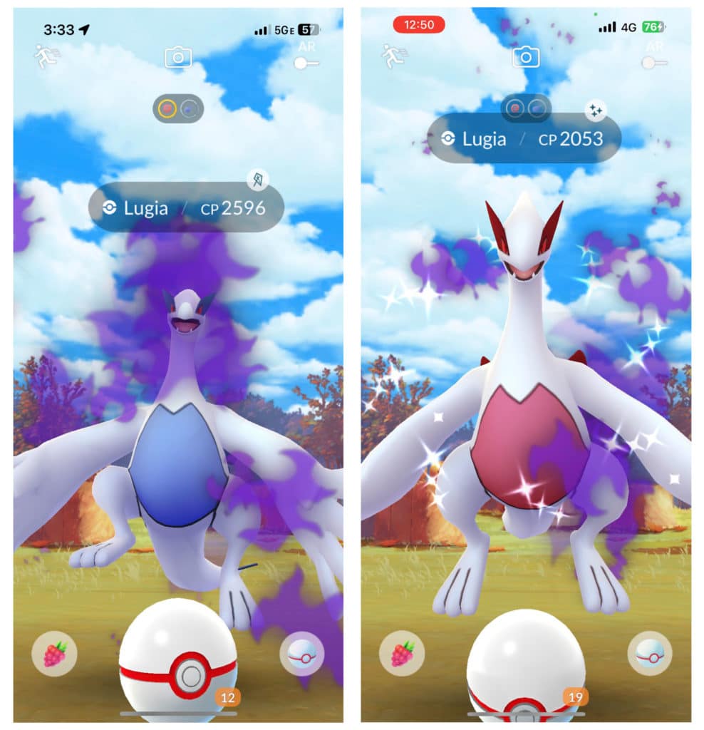 Regular and Shiny Shadow Lugia