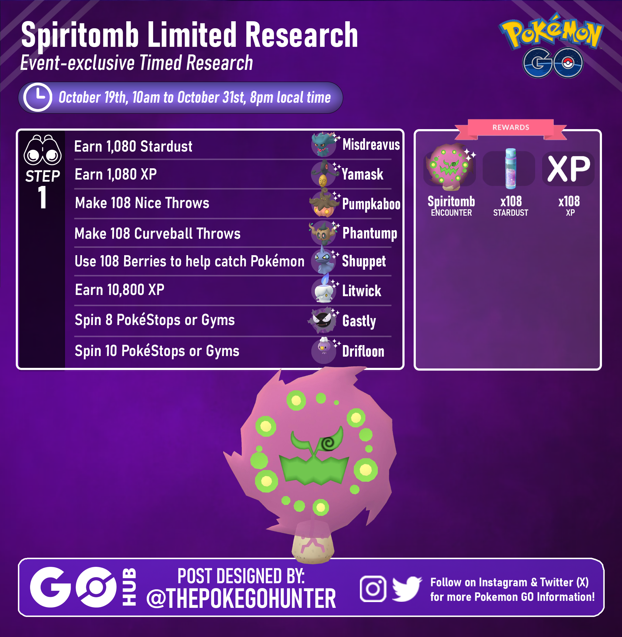 Pokemon Go: Spiritomb Timed Research Tasks & Rewards