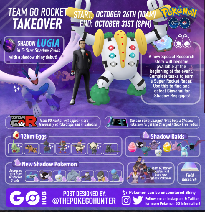 Team GO Rocket Takeover (October 2023) Shiny Shadow Lugia and Shadow