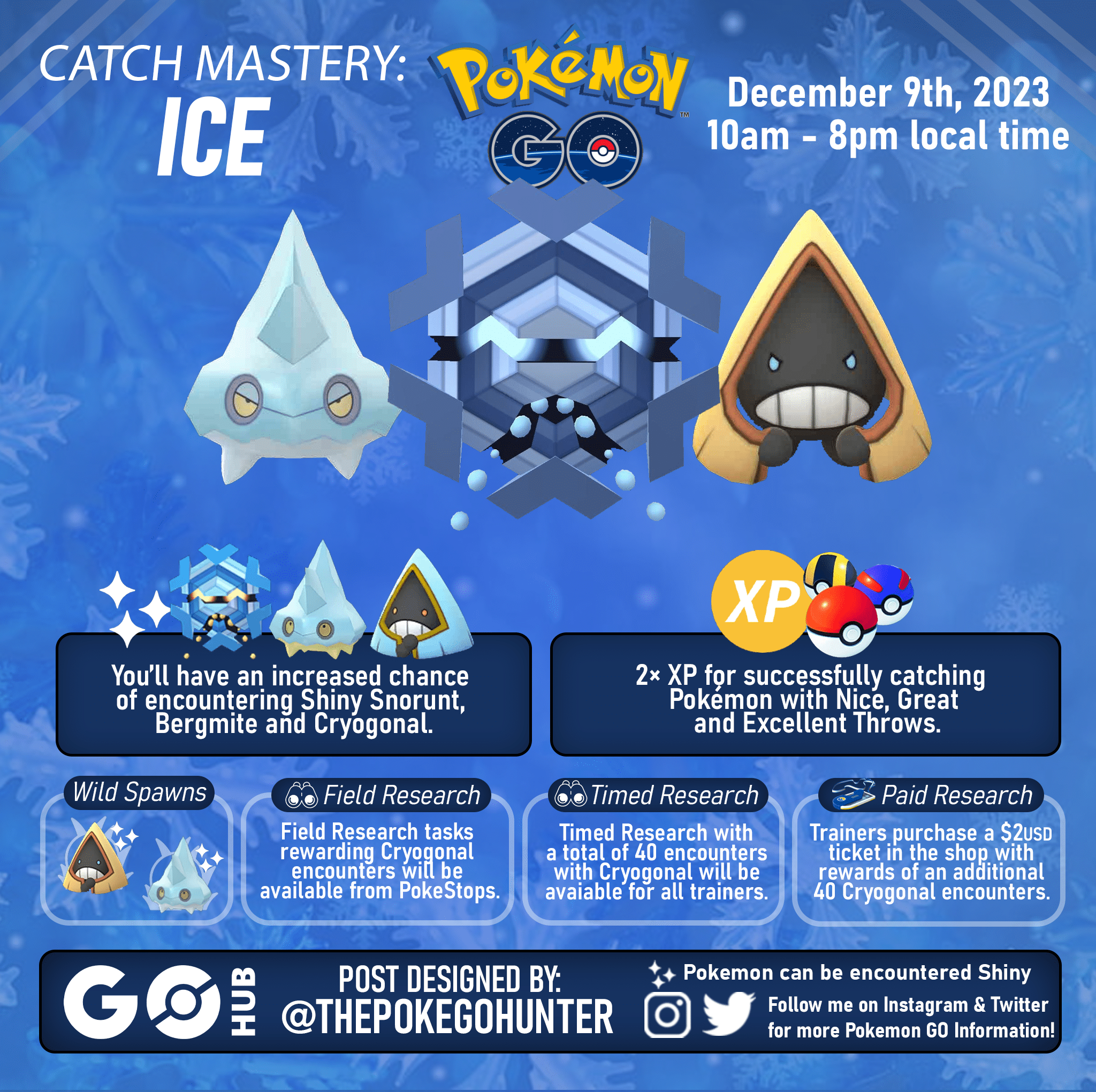 Pokémon GO on X: A cold front is sweeping in—the Catch Mastery event is  coming soon! Show off your catching skills on December 9 while walking in a  winter wonderland with Ice-type
