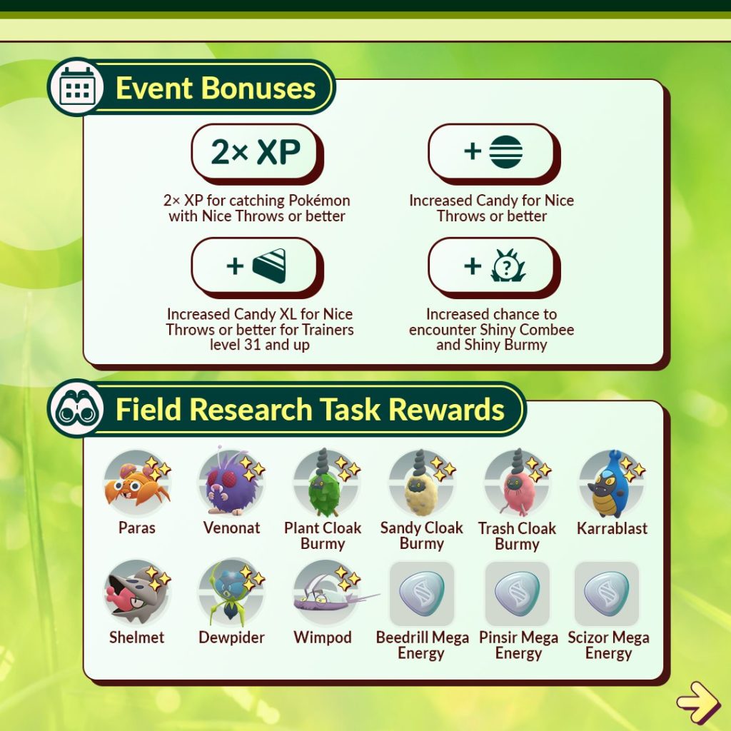 Pokemon GO Bug Out event 2024 bonuses