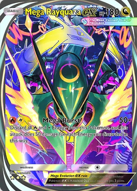 mega rayquaza ex immersive card from pokemon tcg pocket ruler of the skies set