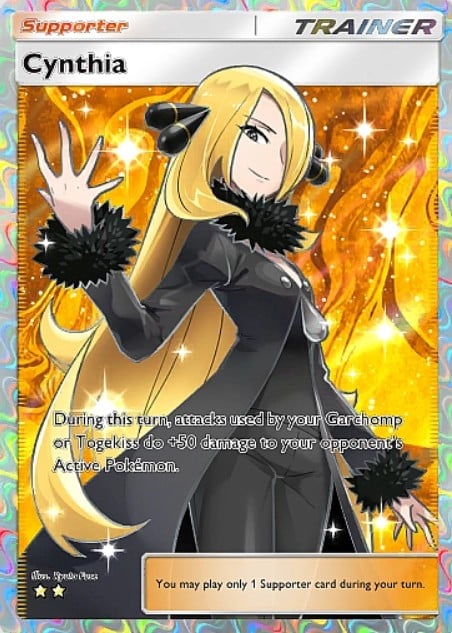 cynthia trainer card in tcg pocket space-time smackdown expansion