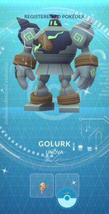 Shiny Golurk is registered to the Pokédex Unova region
