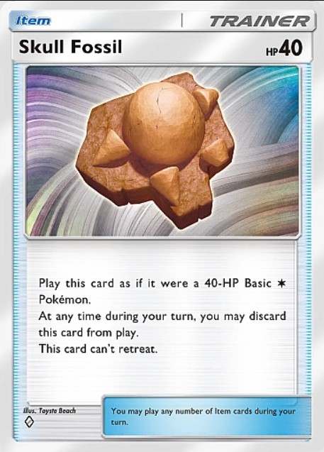 skull fossil trainer card in tcg pocket space-time smackdown expansion