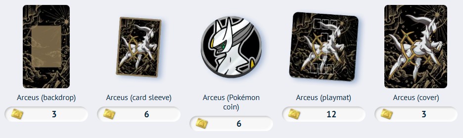 all arceus accessories in pokemon tcg pocket