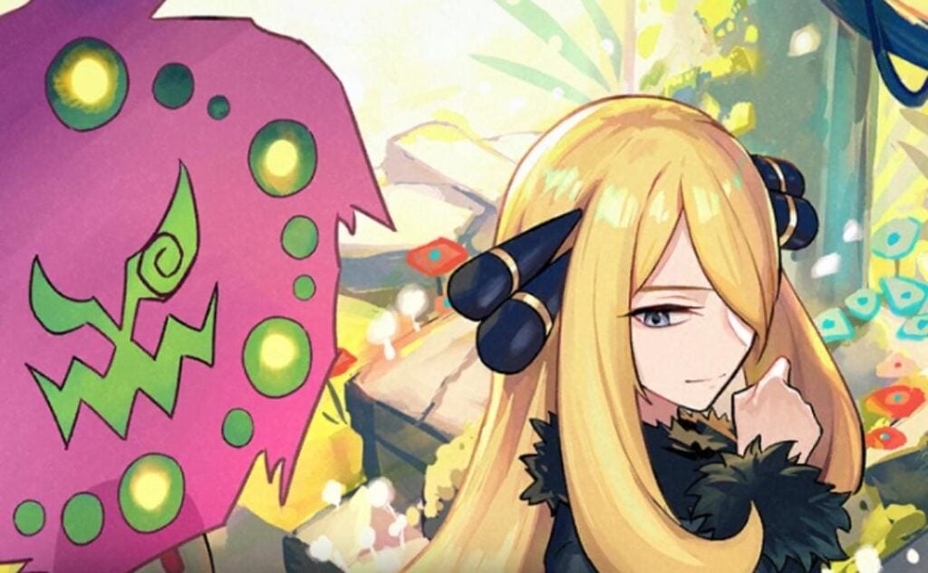 cynthia and spiritomb artwork in pokemon tcg pocket