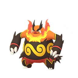 Emboar: A large, muscular, boar-like Pokémon with an orange body, black fur, and a fiery beard. It has powerful arms, thick legs, and a flame pattern on its chest.
