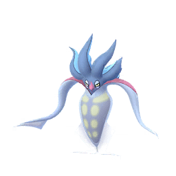 A tall, squid-like Pokémon with an inverted body, dark purple skin, and bioluminescent pink patterns. It has large, hypnotic eyes, long tentacles, and an imposing, sinister appearance.