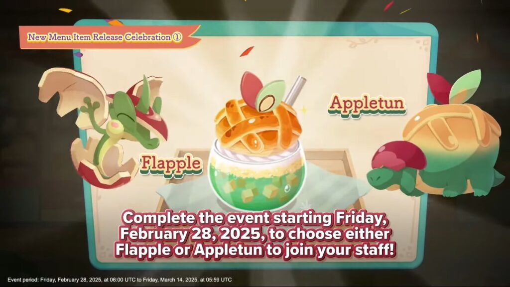 flapple and appletun in pokemon cafe remix