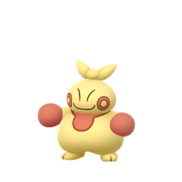 Similar to a regular Makuhita, but its body is a pale gold color instead of yellow. The black markings remain the same, and the red cheek markings are unchanged.