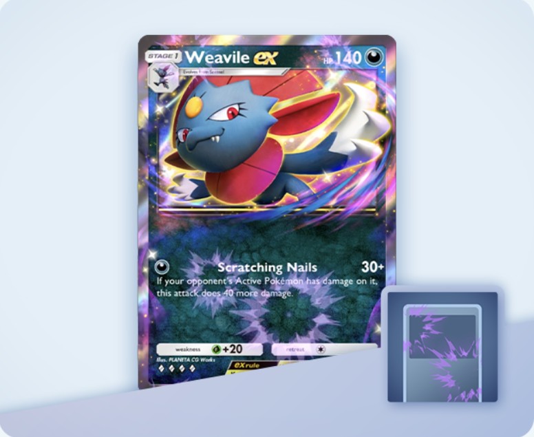 weavile ex burst purple cosmetic flair from tcg pocket darkness-type mass outbreak event