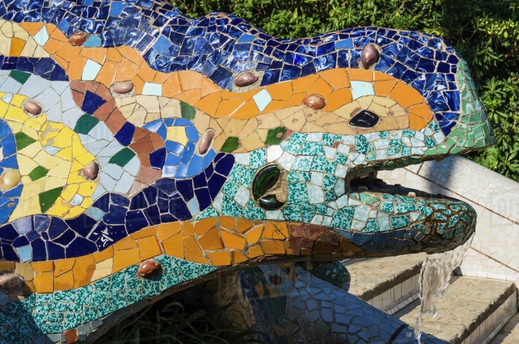 El Drac mosaic sculpture in Barcelona, Spain