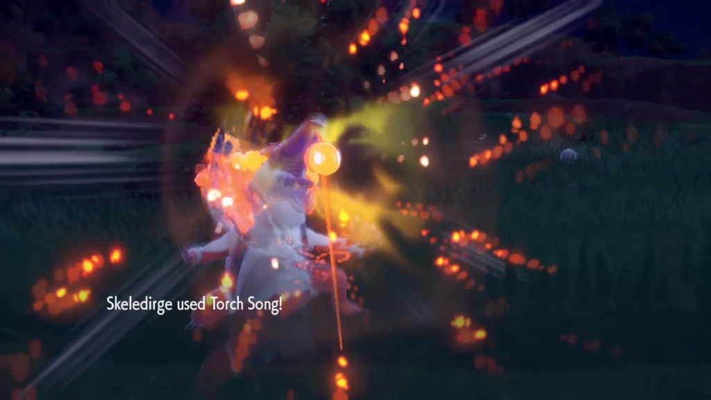 skeledrige using its signature move torch song