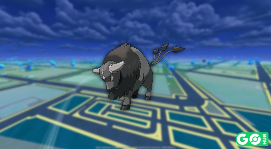 Combat Breed Paldean Tauros on a dark street map
