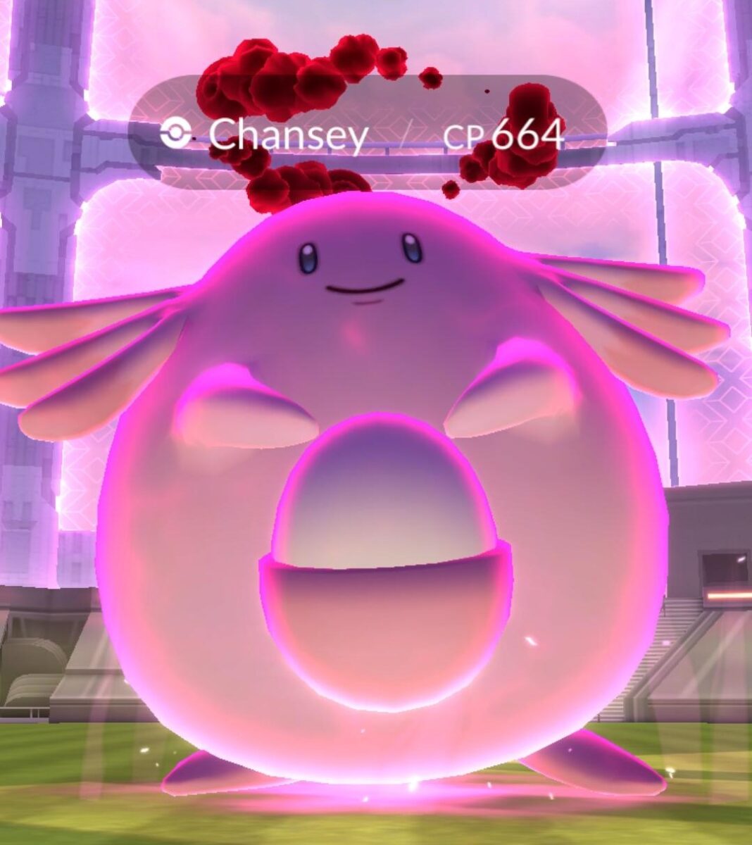 Dynamax Chansey catch screen in a Pokémon GO Max Battle