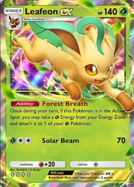 leafeon ex card from pokemon tcg pocket triumphant light set