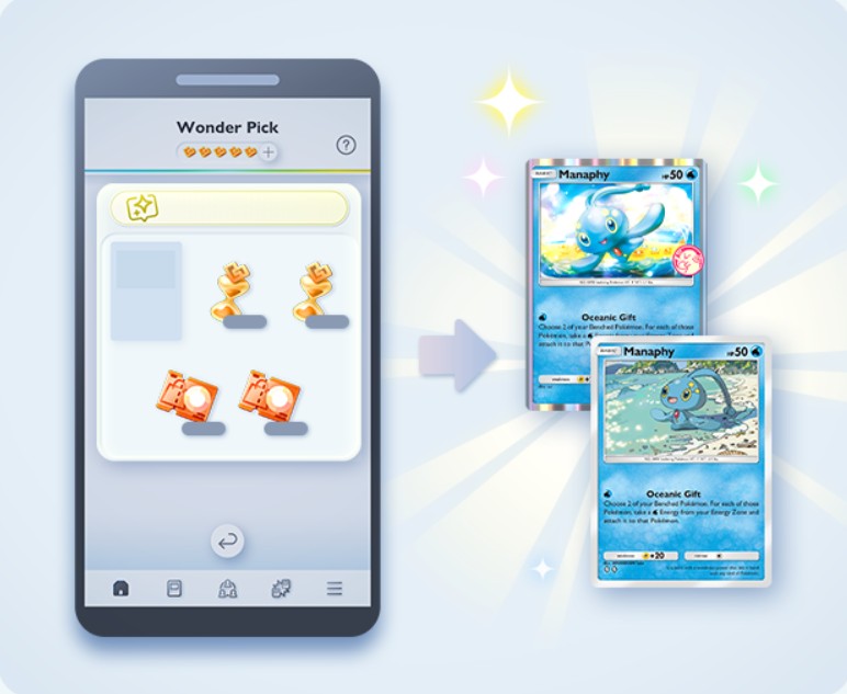 bonus wonder pick featuring manaphy cards