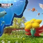 Banner for the Spring into Spring event showing a shoal of Remoraid under water, and a Gossifleur in a meadow with Fletchling flying in the sky