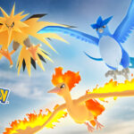 in a blue sky, Zapdos, Articuno and Moltres soar