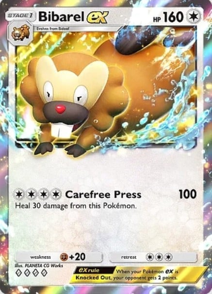 bibarel ex card from pokemon tcg pocket shining revelry set