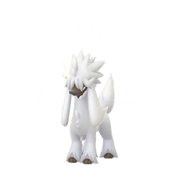 Furfrou, in its standard form, resembles an elegant white poodle with a pristine, fluffy coat that can be styled in various trims. Its fur is immaculately white, contrasting sharply with its black face, paws, and underbelly. Furfrou’s striking blue eyes give it a noble and refined appearance. The different trims—such as the Heart, Star, Diamond, and Kabuki styles—reshape its white fur into themed silhouettes, each with slight colour highlights but maintaining the dominant white palette. These trims offer a customisable look while preserving the Pokémon’s overall clean and sophisticated aesthetic.