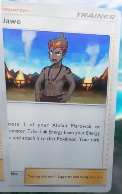 kiawe traner card from pokemon tcg pocket celestial guardians set